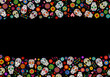 © Belchatina - Day of the Dead skulls banner. Dia de los muertos border.Day of the dead and mexican Halloween background. Mexican tradition festival. Day of the dead sugar skull isolated. Dia de los Muertos skull