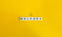 Welfare Banner And Concept. Block Letters On Bright Orange Background. Minimal Aesthetics.
