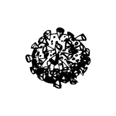 Sticker - virus molecule black silhouette isolated