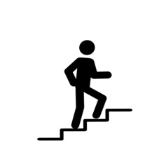 Sticker - a man walking on a white background, a man walking up the stairs, a pictogram