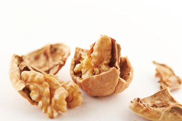 Wall Mural - walnuts on white background