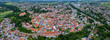 Aerial view of the old town of the city Friedberg in Germany, Bavaria on a sunny spring day.