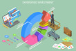 3D Isometric Flat Vector Conceptual Illustration of Diversified Investment, Wealth Management and Asset Allocation