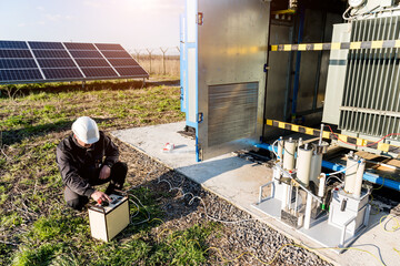 Wall Mural - execution of electrical measuring works on the power transformer