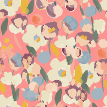Seamless Pattern With Colorful Pattern Of Abstract Flowers