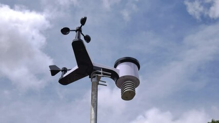 time lapse solar weather station for meteorological research with indicator and wind speed, rain gau