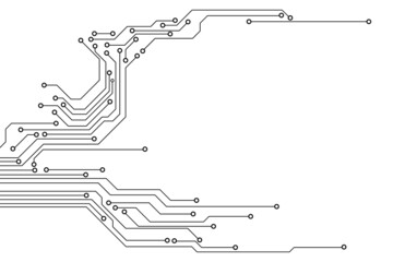 Fototapete - Circuit Board Technology Information Pattern Concept Vector Background. Grayscale Color Abstract PCB Trace Data Infographic Design Illustration.