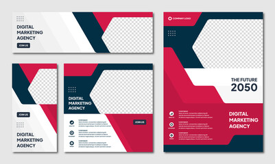 Wall Mural - set of editable instagram post template modern background. promotional web banner for company busine