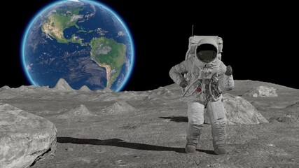 Wall Mural - astronaut dancing on the moon. seamless loop.