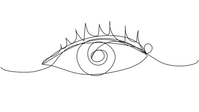 One line abstract female eye on a white background. Vision and charm symbol in vector format.