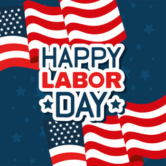 Wall Mural - happy labor day with flags