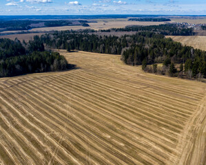 Poster - Aerial view of agricultural landscape with fields in spring season.