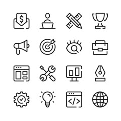 Web development icons. Vector line icons. Simple outline symbols set