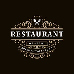 Wall Mural - Restaurant vintage retro decorative western ornamental luxury logo