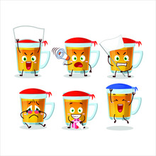 Mascot Design Style Of Glass Of Tea Character As An Attractive Supporter. Vector Illustration