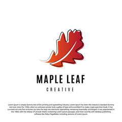 Wall Mural - Creative maple leaf logo design. Minimalist outline and red gradient maple leaf vector illustration