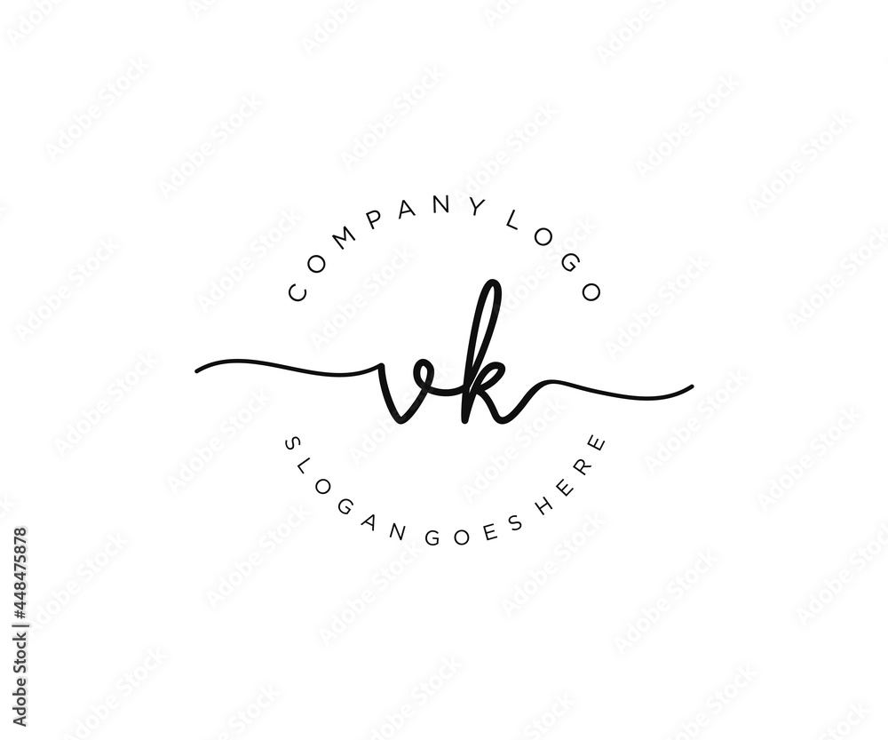 initial VK Feminine logo beauty monogram and elegant logo design ...