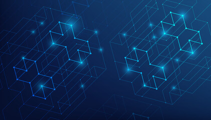 Wall Mural - abstract lines and dots connect background. technology connection digital data and big data concept.