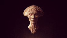 Alien Head Queen Statue Ancient Face Art Sculpture 3d Illustration Render