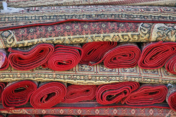 Sticker - Carpets in arab village close Najran, Asir region, Saudi Arabia