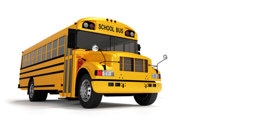 Yellow school bus isolated on white.