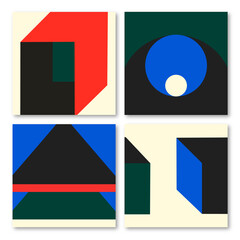 Wall Mural - Set of posters, cards with geometric elements. Bahaus design. 