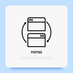 Wall Mural - porting in programming thin line icon. adaption software for other platform. modern vector illustrat