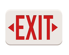 Emergency Exit Sign. Plastic Nameplate With The Word Exit
