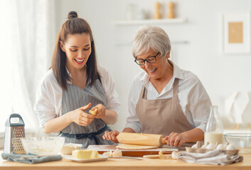 Wall Mural - family are preparing bakery together