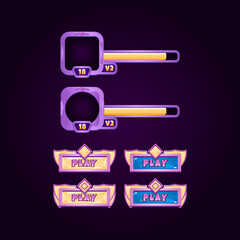 Wall Mural - game ui frame border banner and button elements for gui asset elements