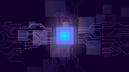 Abstract background of the concept of circuits. Futuristic vector template. Design elements of points, lines, and planes.
