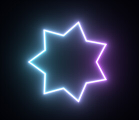 Wall Mural - Shiny neon star frame, light geometric shapes. 3d render