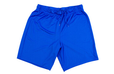 Wall Mural - Blue Running Shorts isolated on white background, blue sport shorts on white