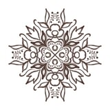 Fototapeta Młodzieżowe - Mandala. Satin stitch embroidery. Natural colors. Pencil drawing. Suitable for the design of covers, invitations, flyers, posters, wallpapers, fabrics, packaging, designs.