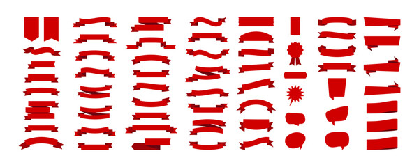 Wall Mural - red ribbons banners vector collection