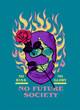 skull with a rose in fire wearing balaclava mask with a slogan print design