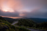 Fototapeta Góry - Panoramic view Sunrise and mist on mountain view at the north of thailand
