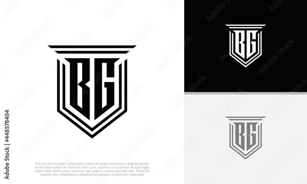 Initials BG logo design. Luxury shield letter logo design. Stock Vector ...