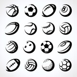 Fototapeta Sypialnia - Sport balls set. Collection icons sport balls. Vector