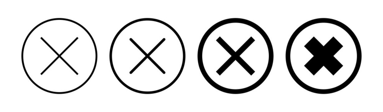 close icon set. delete icon vector. cross sign