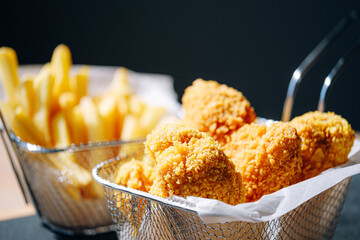 Poster - appetizing and hot chicken wings in an airy and crispy batter with different sauces