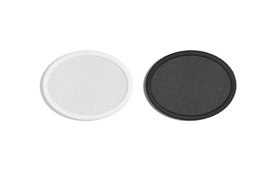 blank black and white round embroidered patch mockup, top view