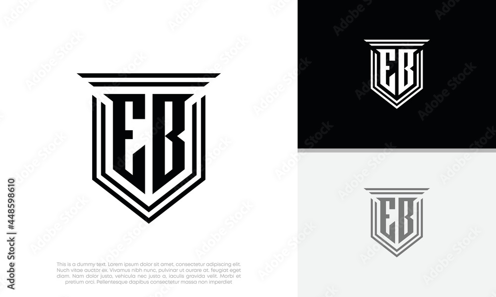 Initials EB logo design. Luxury shield letter logo design. Stock Vector ...