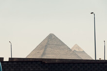 Scenic View Over The Pyramids In Giza, Cairo - Egypt. Pyramids Plateau In Giza, Egypt.