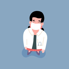 Wall Mural - Top view of doctor or healthcare professional flat vector illustration isolated.