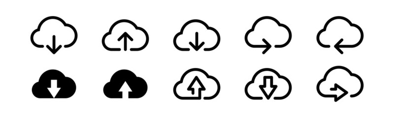 Vector graphic of cloud download icon collection | cloud upload