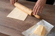 butter block, shape the butter. someone is rolling the butter. how to make laminated dough for croissants. 