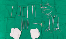 Set Of Surgical Instruments And Bandage