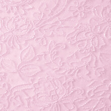 Pastel Pink  Lace Fabric With A Floral Ornament. A Feminine Background Best For Invitations Or Wedding Designs. 