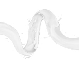 Wall Mural - Splashing milk in a swirling shape on a white background